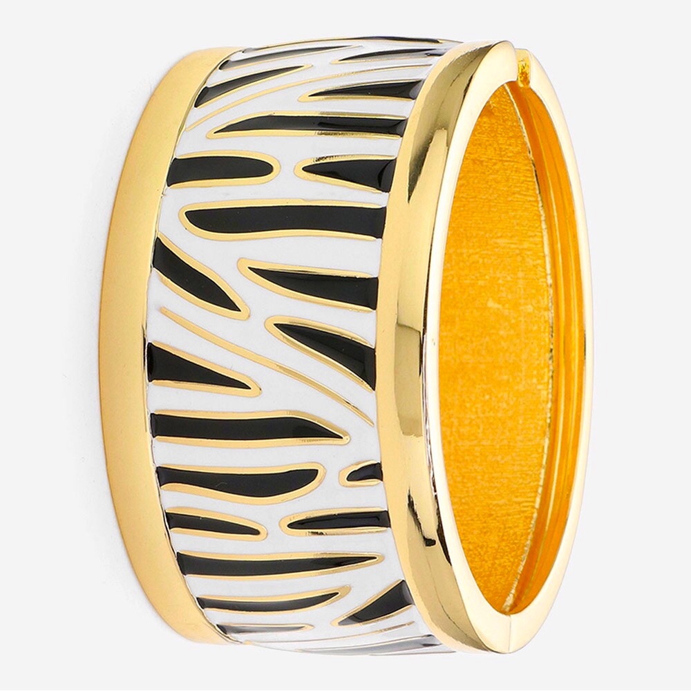 Zebra Abstract Enamel Chunky Hinged Bracelet